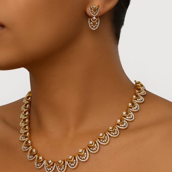 Crescent Radiance Necklace Set - Saroki jewels
