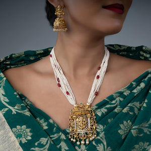 Ganesh Mandir Necklace Set - Saroki jewels