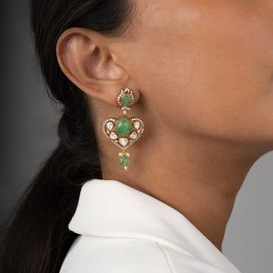 Vrinda Kundan Emerald Earrings - Saroki jewels