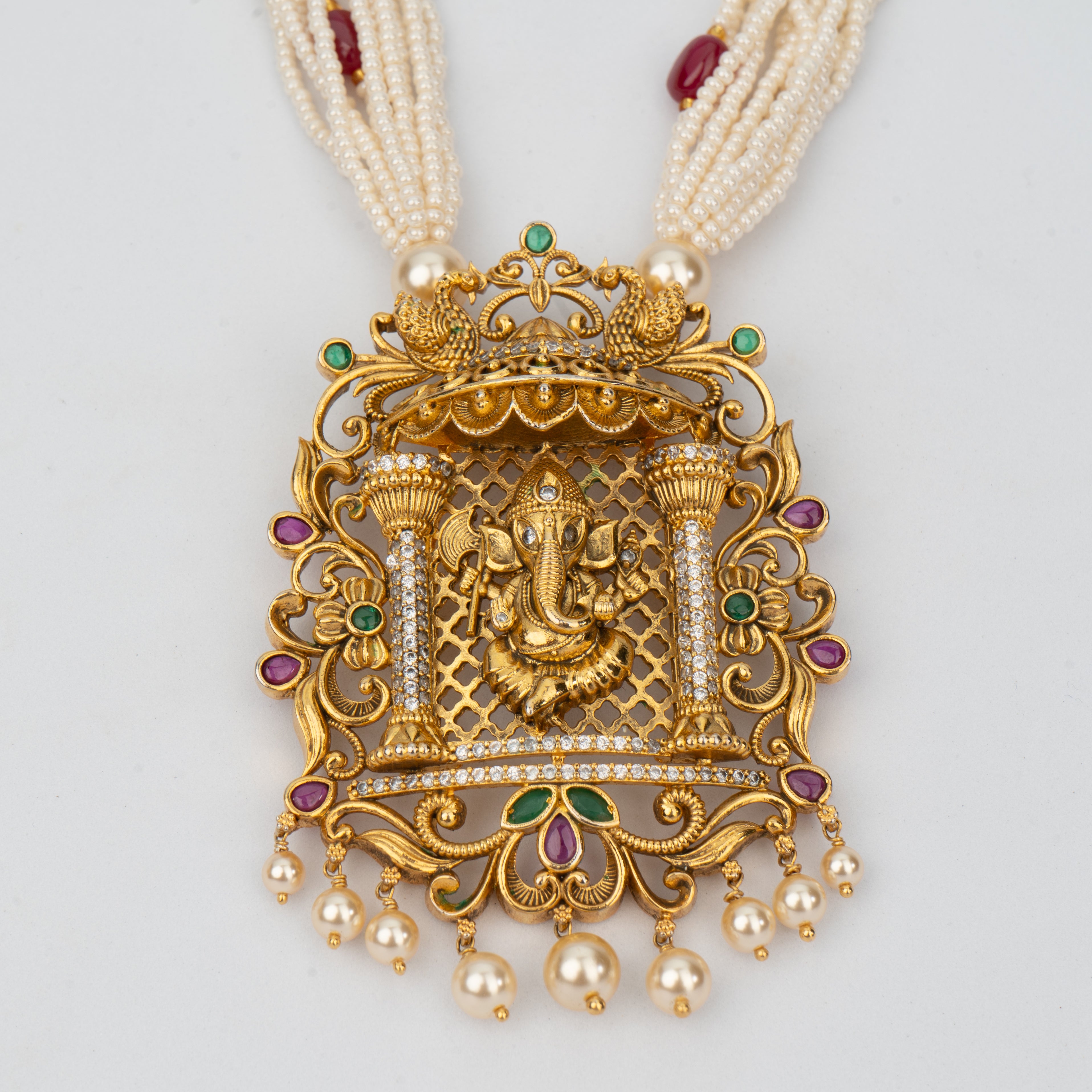 Ganesh Mandir Necklace Set - Saroki jewels