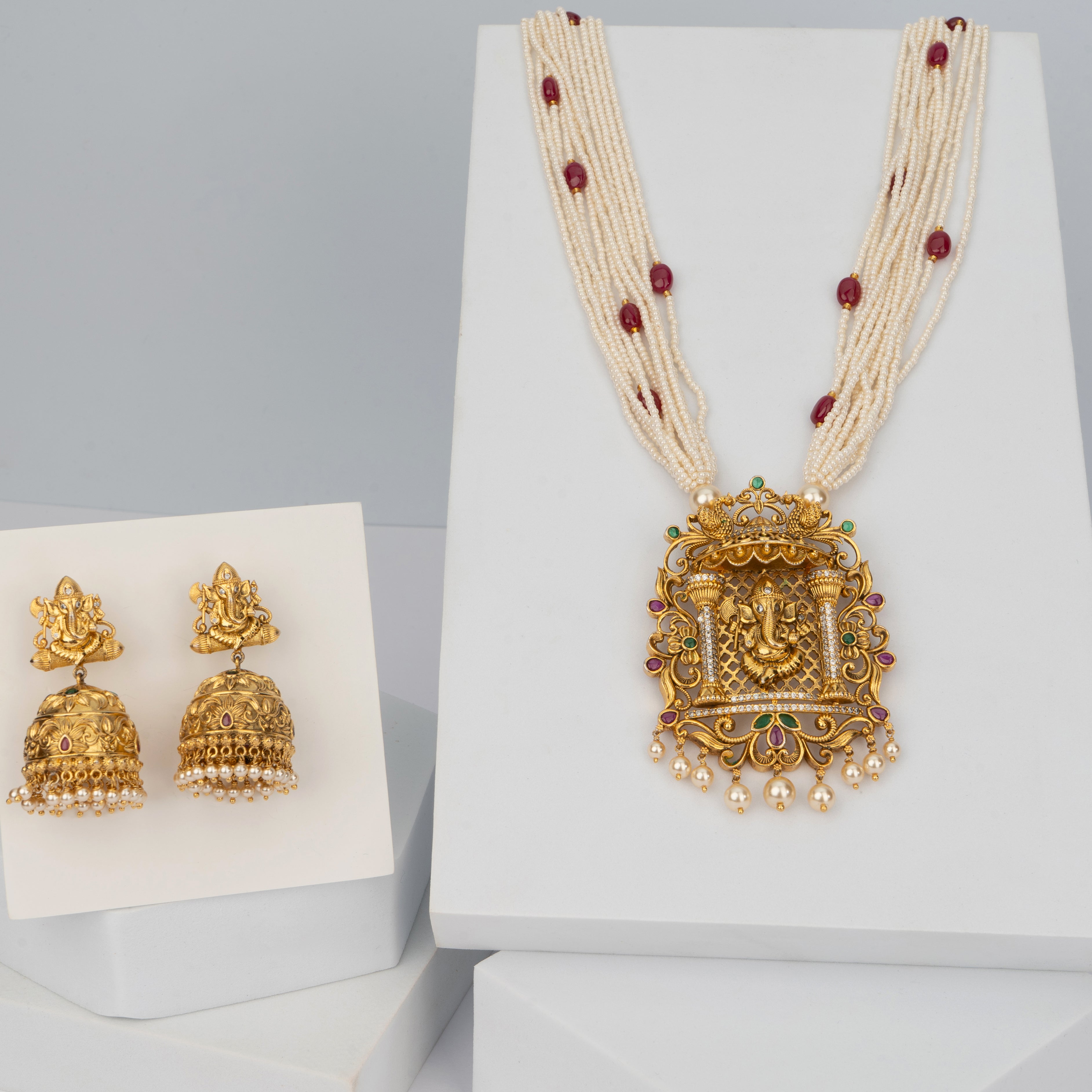 Ganesh Mandir Necklace Set - Saroki jewels