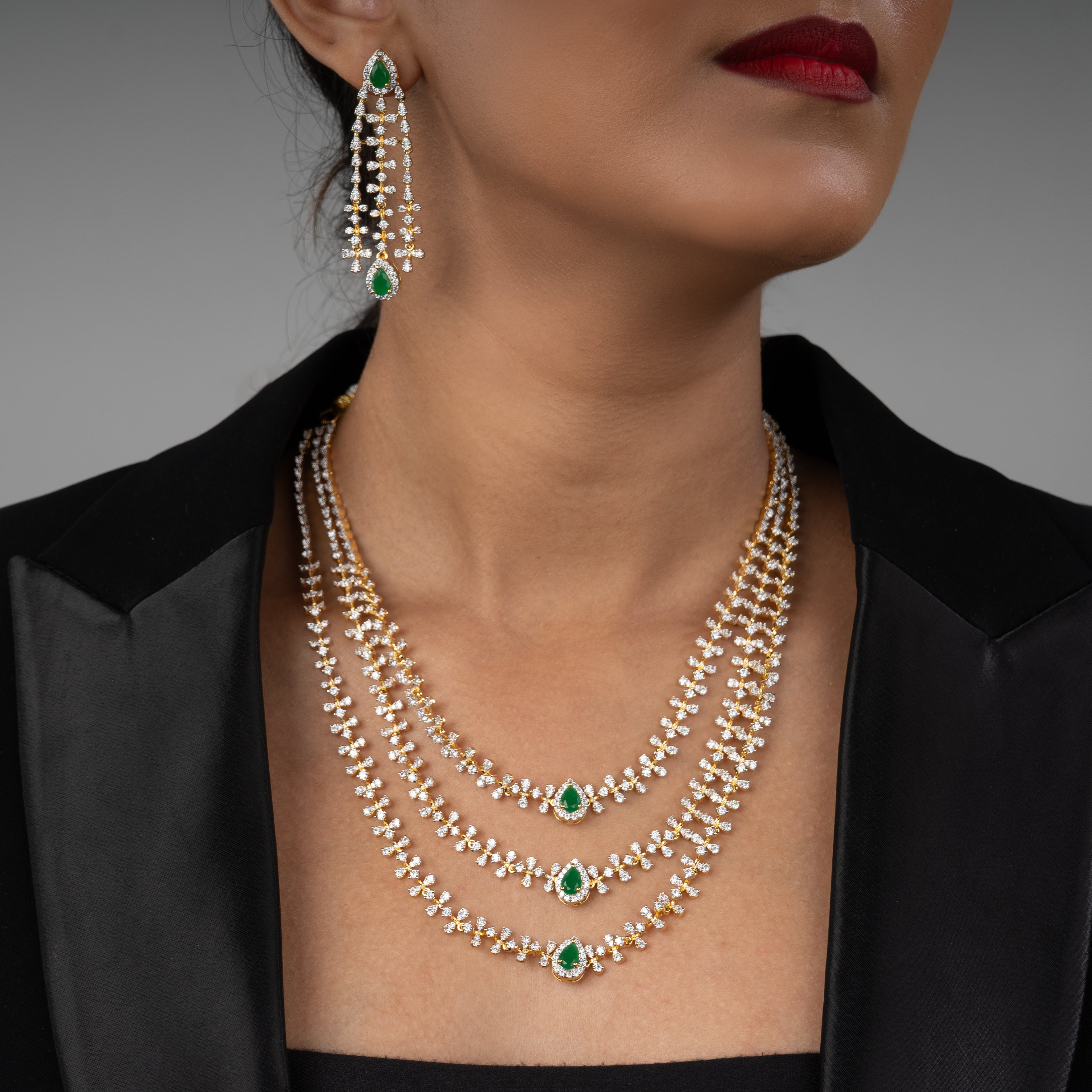 The Temple Lace Emerald Set - Saroki jewels